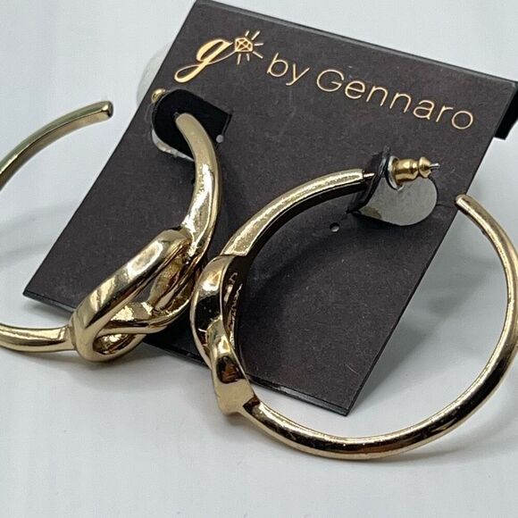 G by Gennaro Knotted Gold Hoops Earrings - Picture 6 of 6